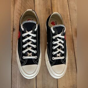 Converse x Comme des Garçons PLAY Black Low Top Sneakers with Red Heart